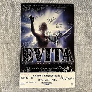 Evita Broadway Tour Cast Signed Window Card 2005 Kathy Voytko San Diego Civic